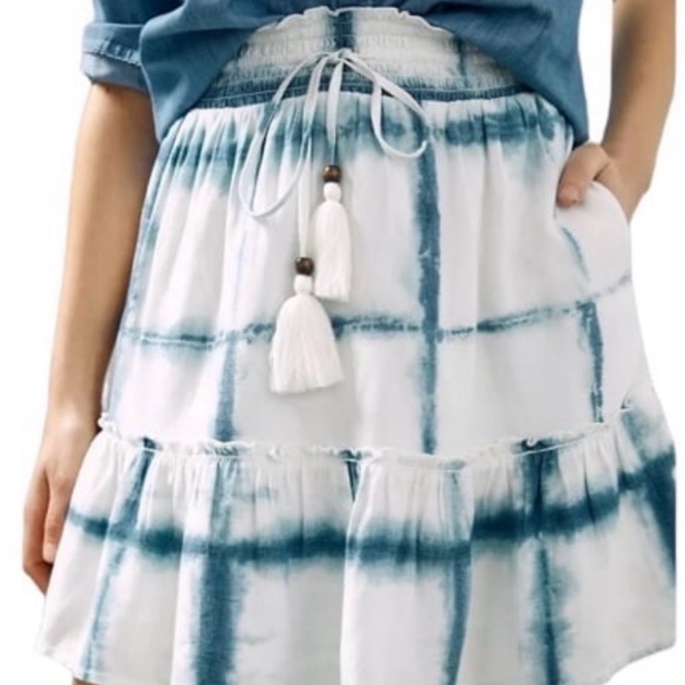 Anthropologie Pilcro Giulia Blue and White Tie-Dye Skirt *Pockets*